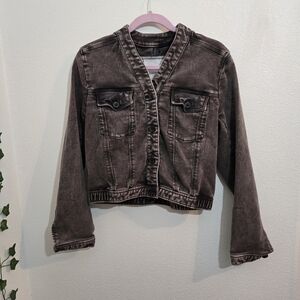 Anthropologie Stretch Denim Jacket Gray Small
